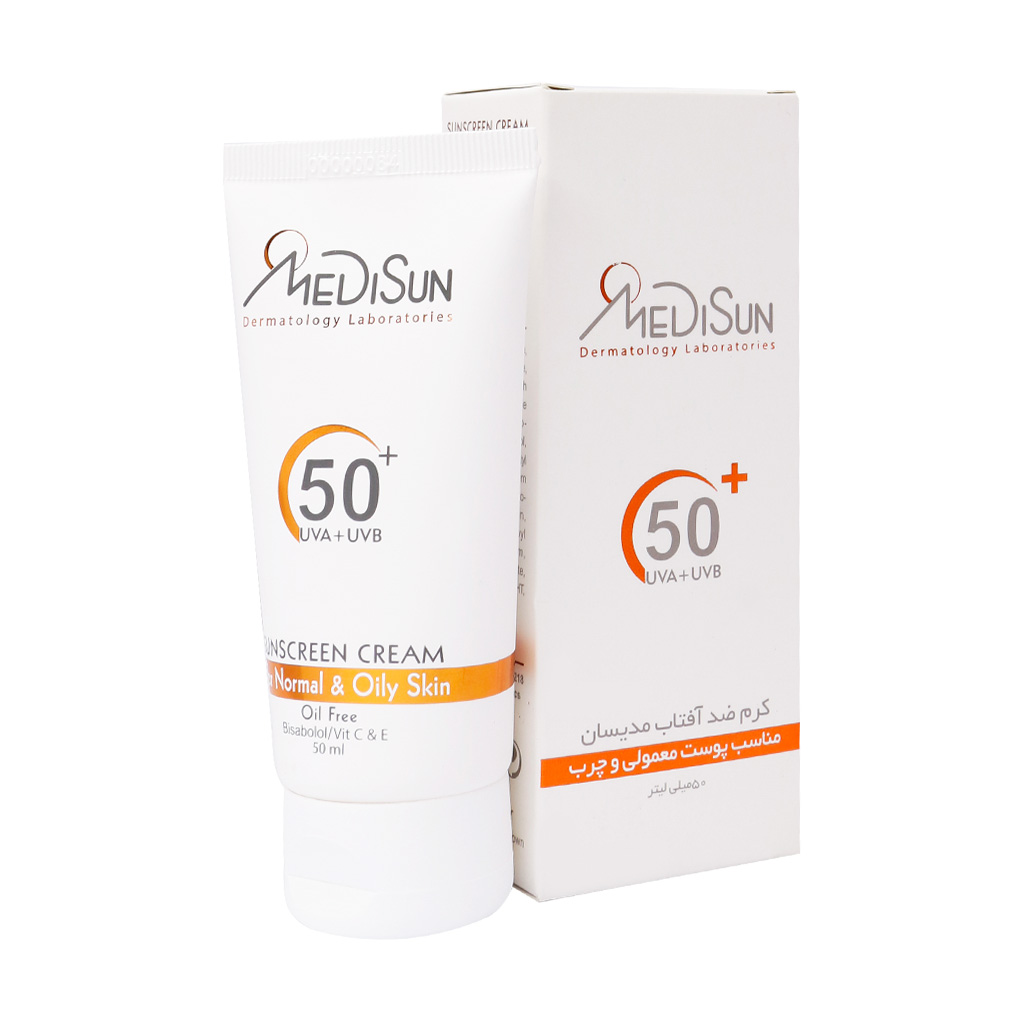 کرم ضد آفتاب بی رنگ فاقد چربی SPF +50 مدیسان